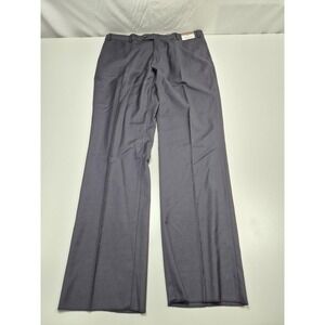 VTG Prontomoda Dress Pants Mens 40x36 Navy Wool Super 140s Flat Front